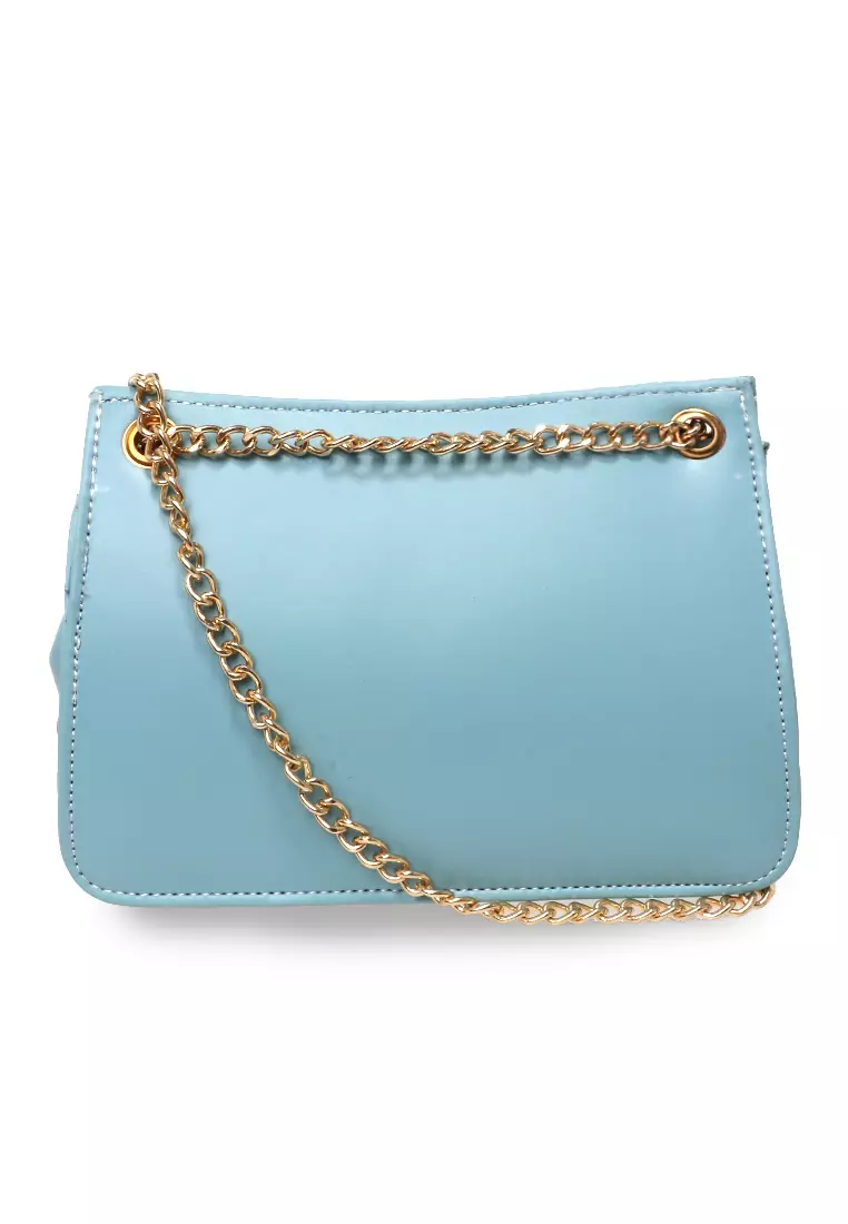 Trisha Slingbags Wanita Motif Kotak-Kotak Design Pastel - Ice Blue