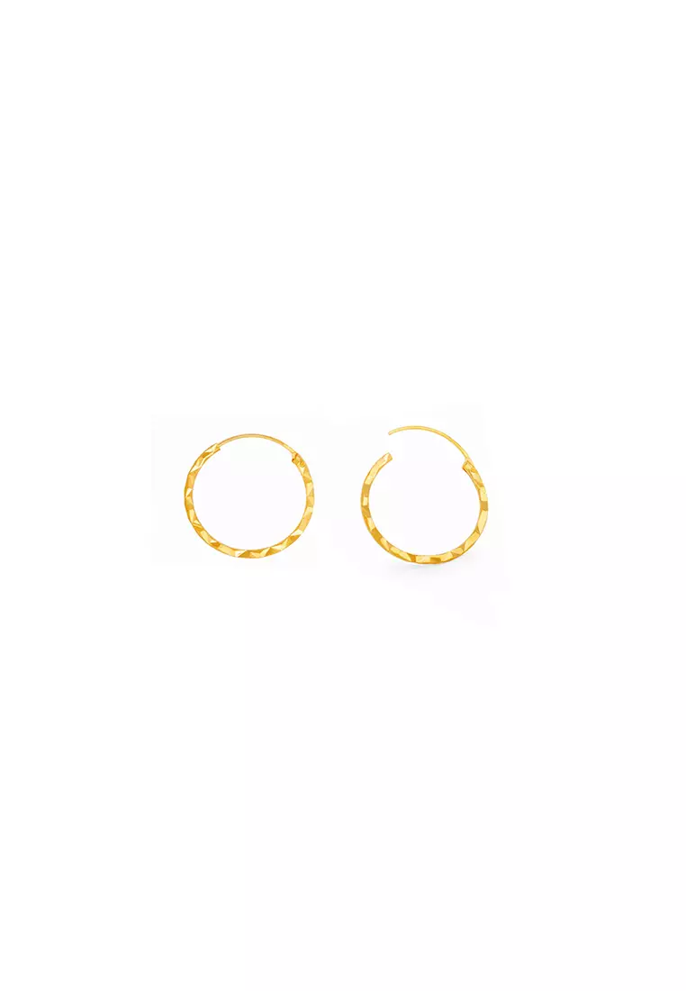 916/22K Gold Round Earrings S77C (L Size)