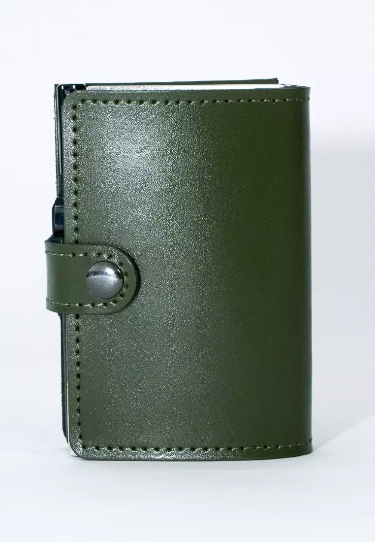 NIID Slide III 防刮牛皮 RFID銀包卡片盒 - 綠色