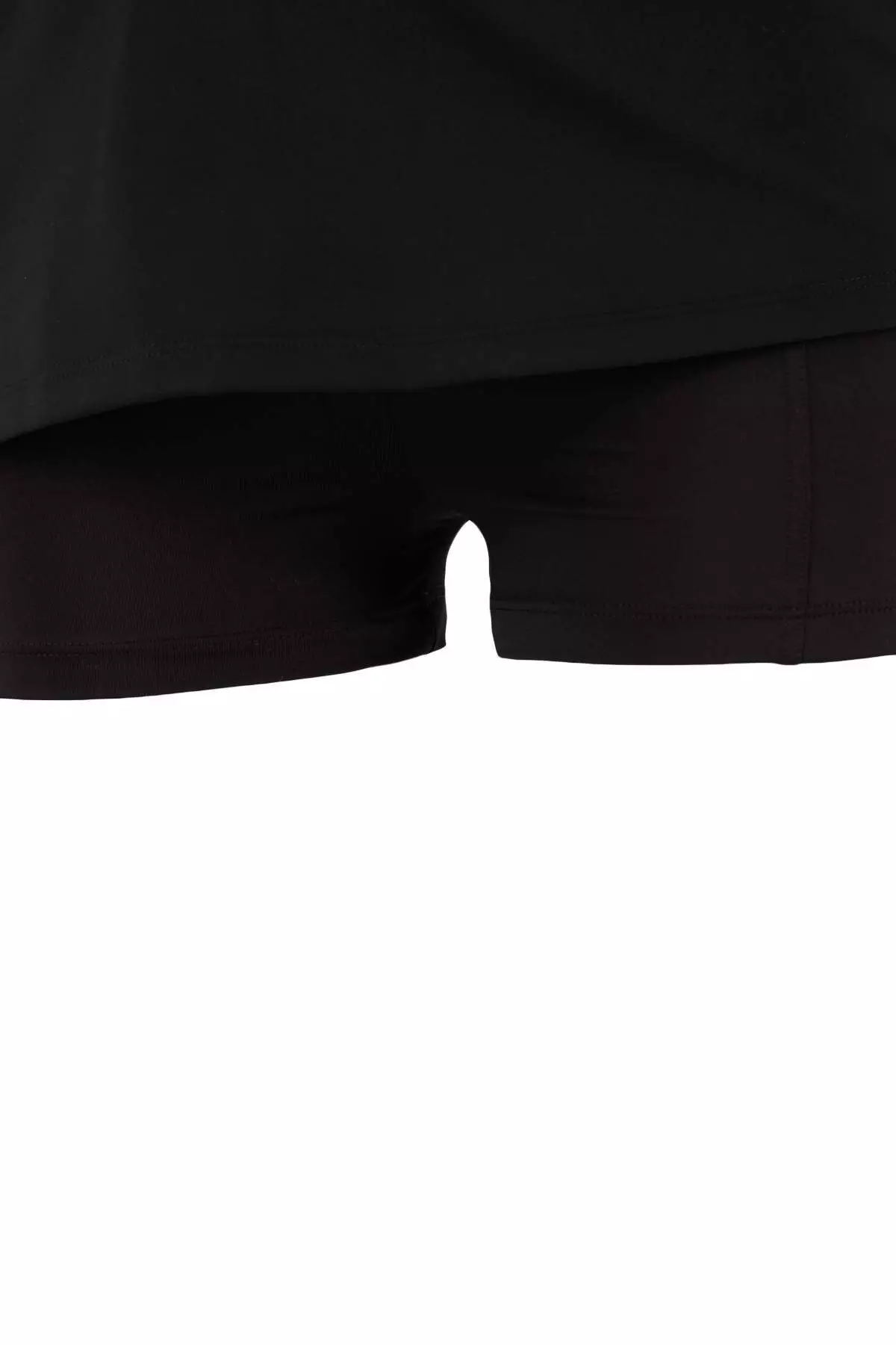 Black Striped 2 Layer Knitted Sports Shorts Skirt With Inner Shorts Thmss26Sr1