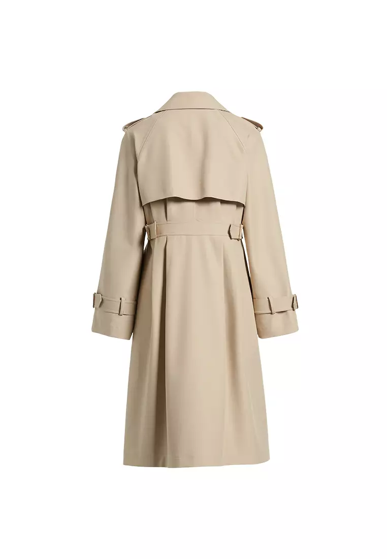 Double Breasted Wrap Trench Coat with Back Waist Tie