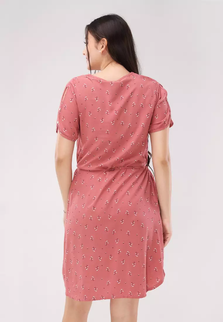 Woven Printed Rayon Short Sleeves Dress