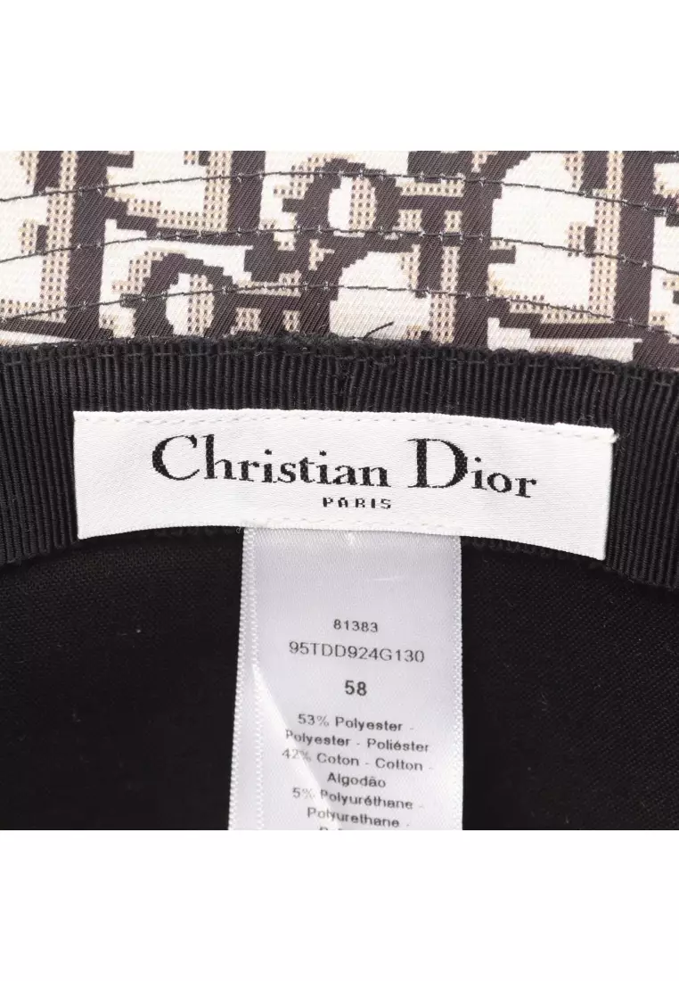 Pre-Loved Christian Dior TEDDY-D bob hat bucket hat cotton black With tulle