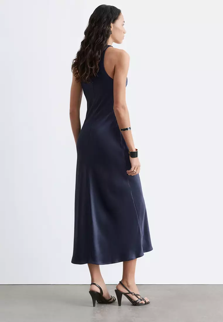 Sleeveless Satin Midi Dress