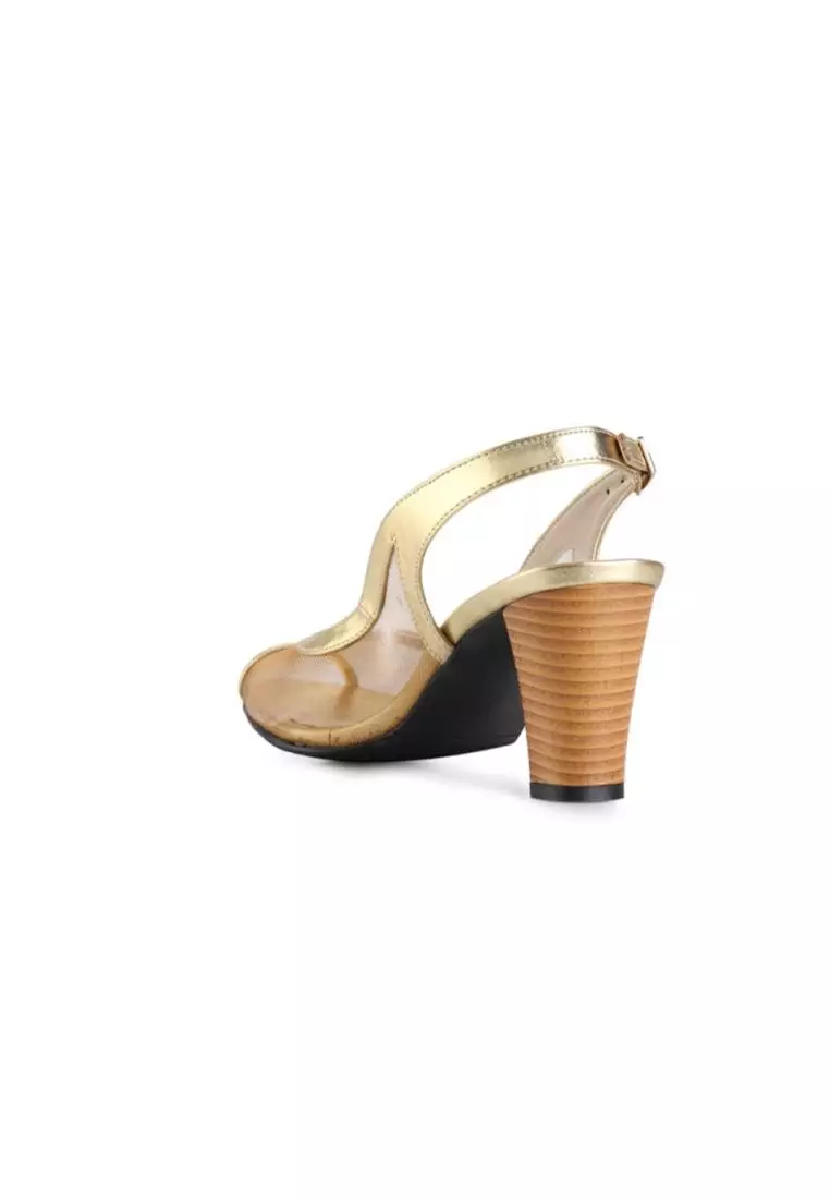 Cadence Sepatu Sandal Wanita Mesh Hak 7 cm - Gold