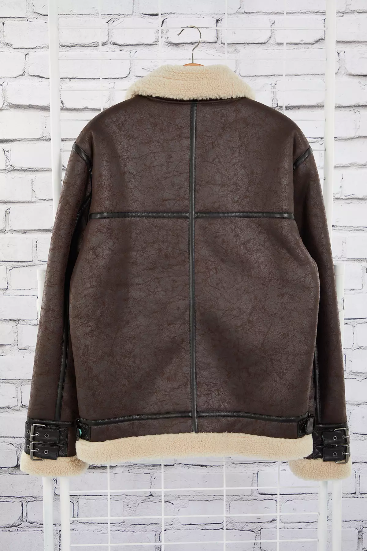 Men's Dark Brown Regular Fit Winter Coat With Fur Inside Tmnaw25Mo00013