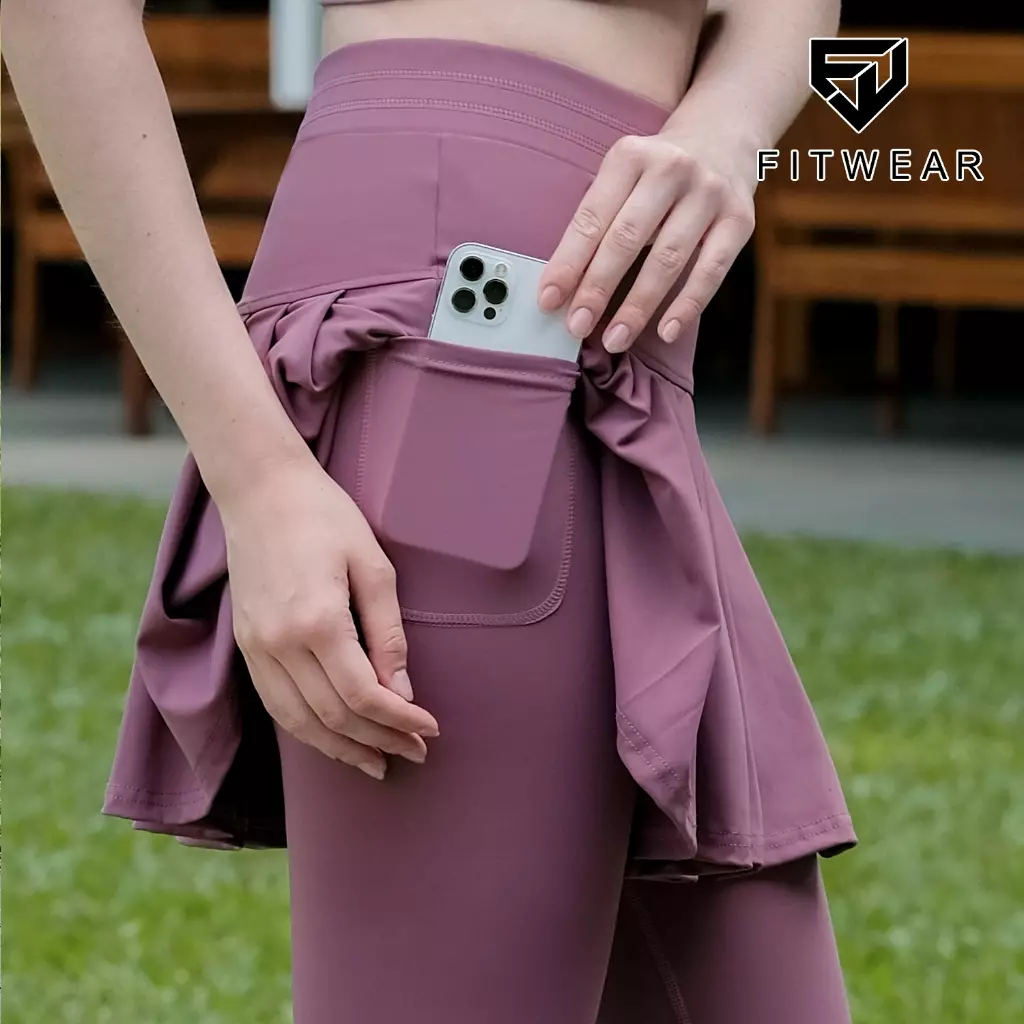 Fitwear Rok + Legging Olahraga Dryfit Wanita SAKURA POCKET FULL WAVE - LAVENDER