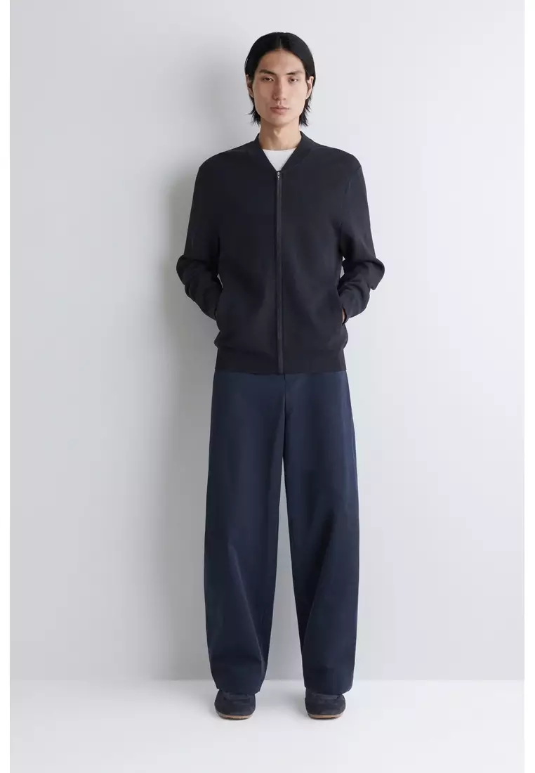 TEXTURED KNITTED BOMBER JACKET