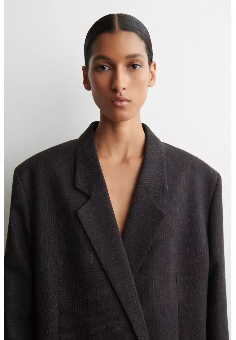 CHECKED DOUBLE-BREASTED BLAZER
