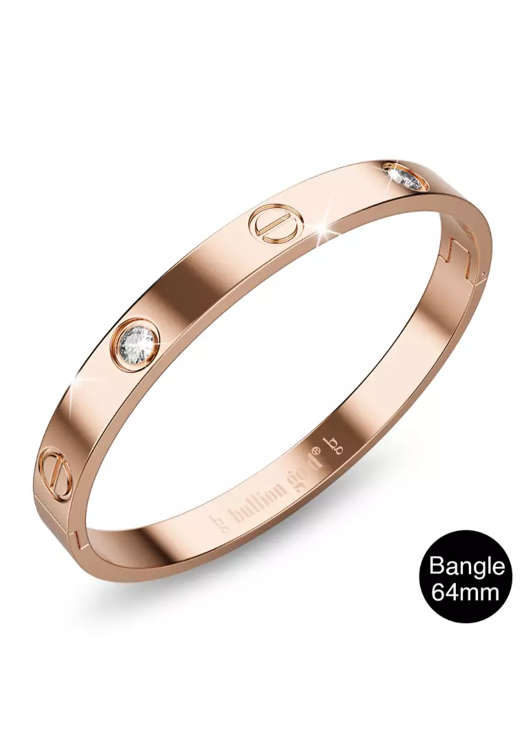 Carrie Stainless Steel Bangle in Rose Gold - 64mm