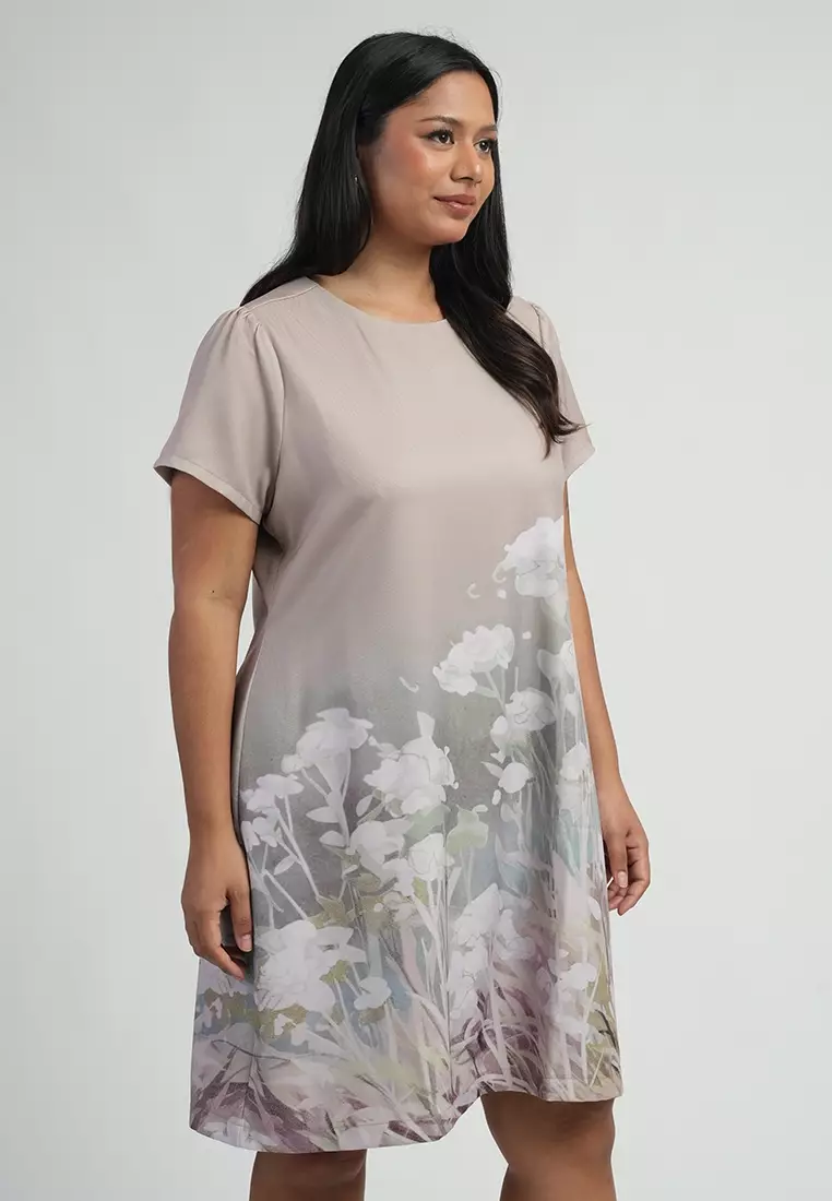 Milly Plus Size Sofella Abstract Floral Border Shift Dress