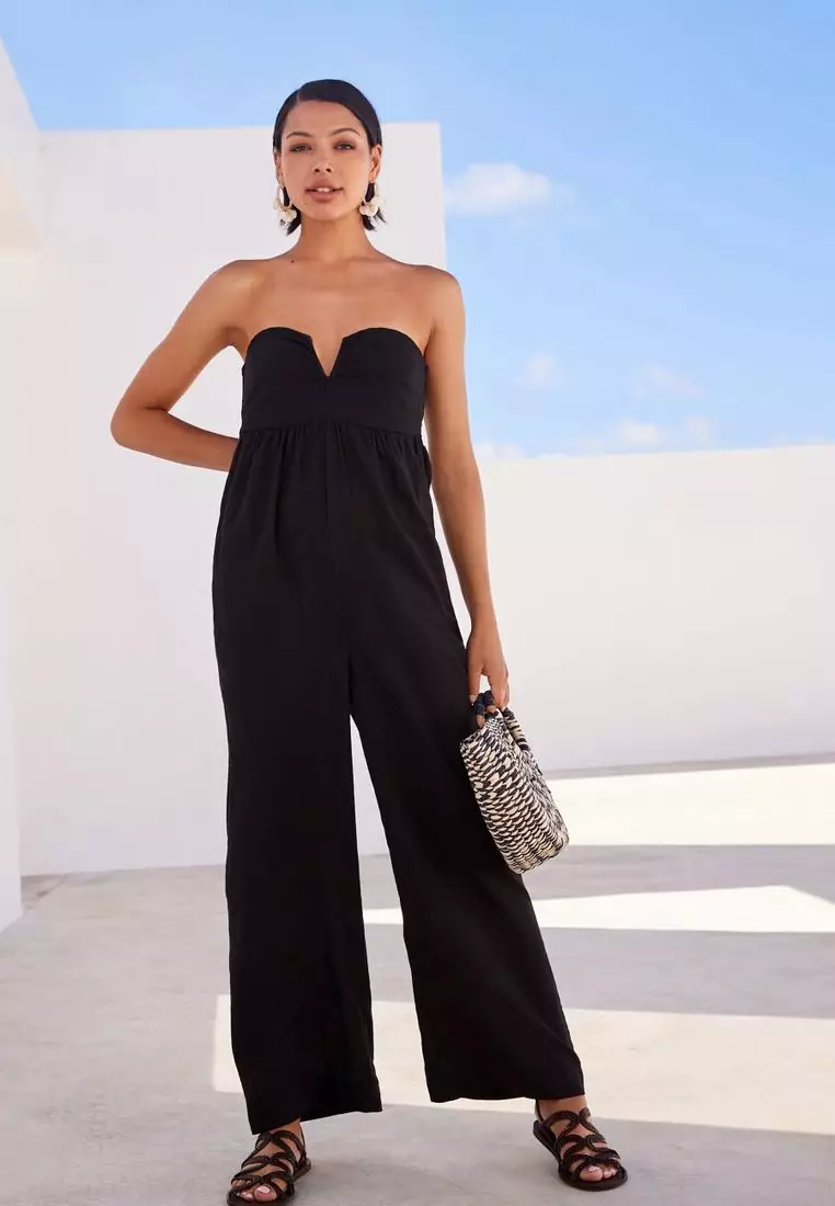 Buy NEXT Wide Leg Bandeau Jumpsuit With Linen Online ZALORA Malaysia