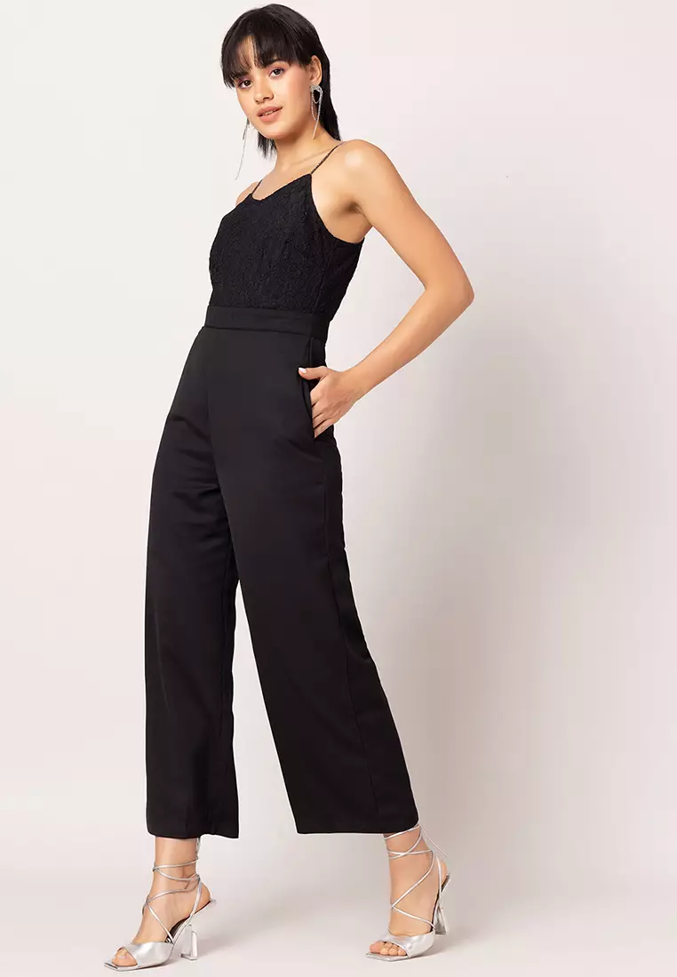 Black Embellished Strappy Jumpsuit