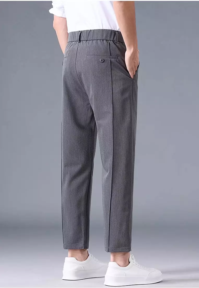 Men's Elasticated Waist Ankle Suit Pants
