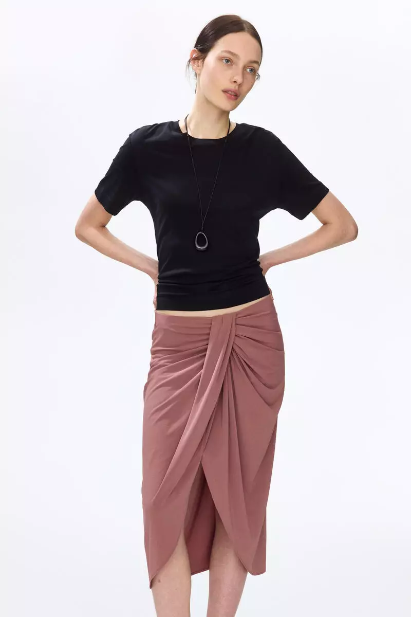 Draped jersey skirt
