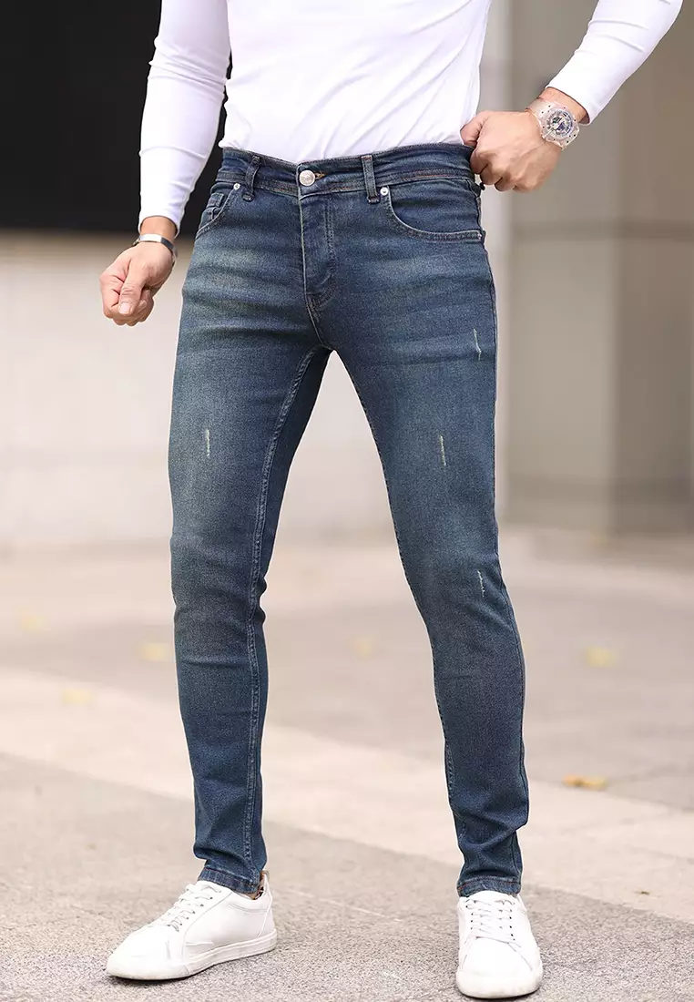 Dark Navy Skinny Ribbed Jeans TMNAW25JE00013