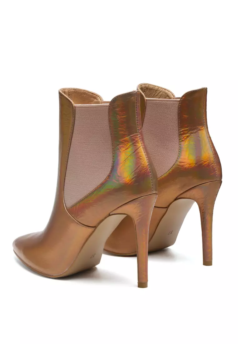 High Heeled Chelsea Boot In Gold