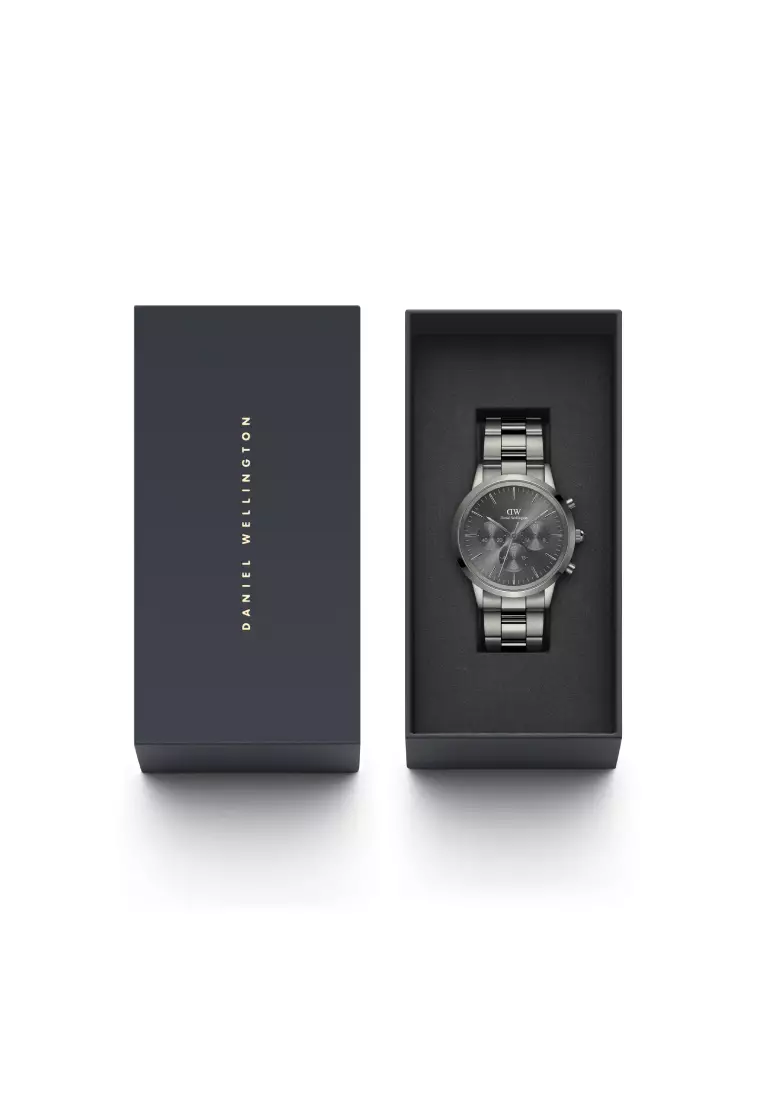 Iconic Chronograph 42mm Link Graphite Grey DW watches for men - Men's watch - Male watch Stainless steel strap