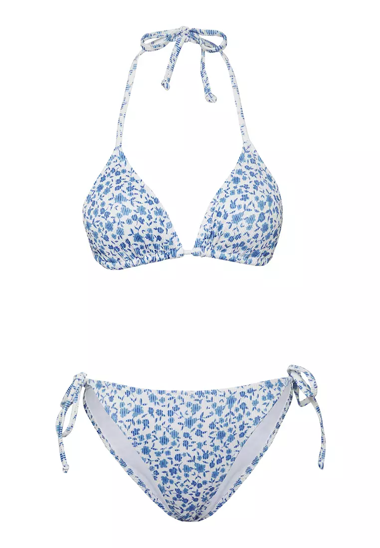 Trend4us Neon Floral Mesh Tie-Back Bikini Set main image 1