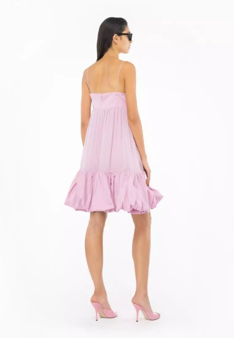 Dress with thin straps and flounce