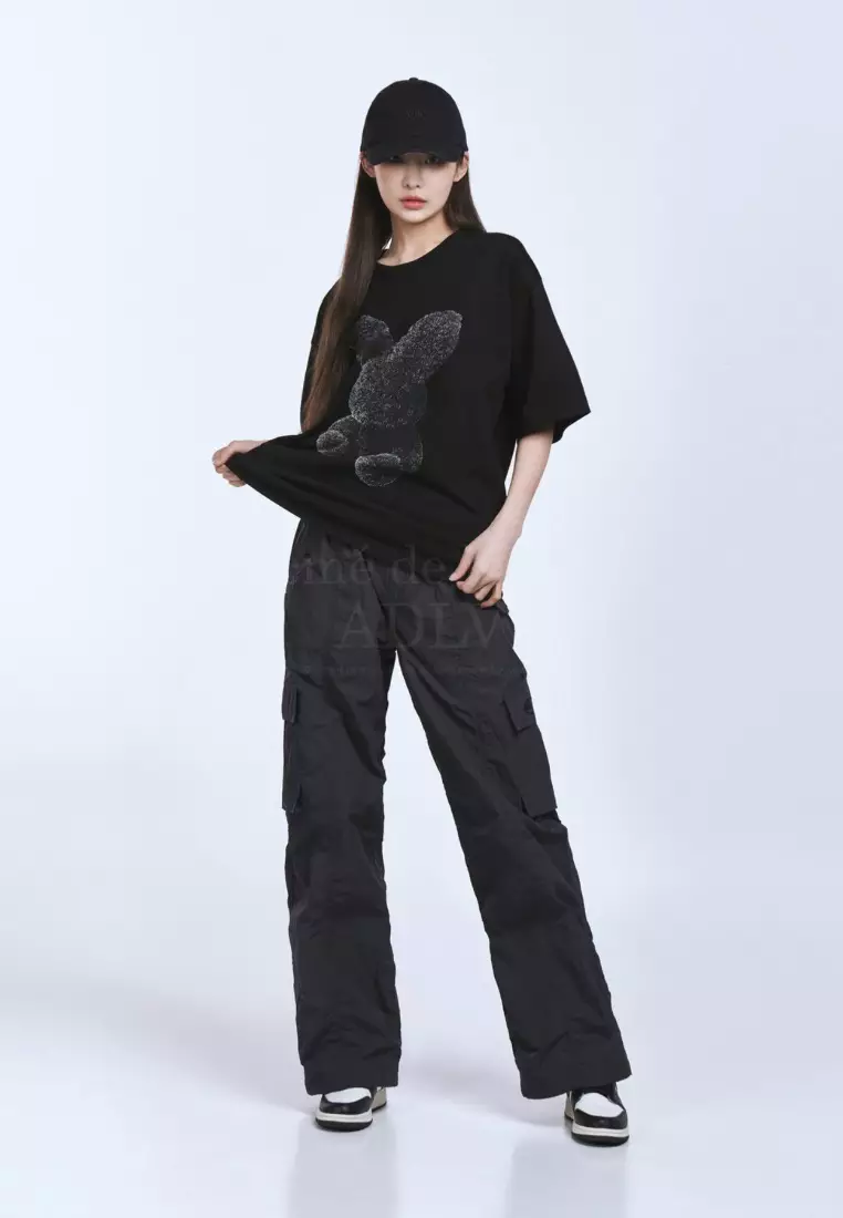 ADLV Black Fuzzy Rabbit Short Sleeve T-Shirt Black