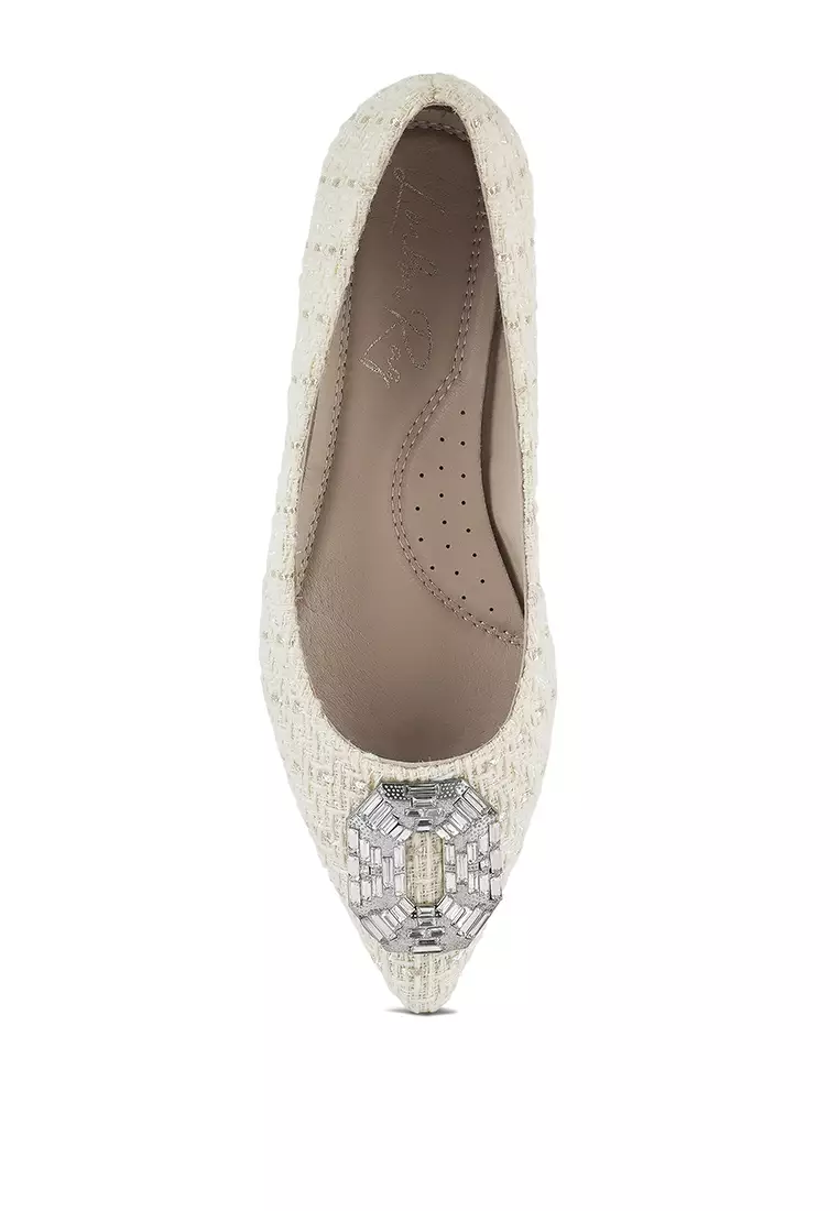 White embellished new arrivals flats