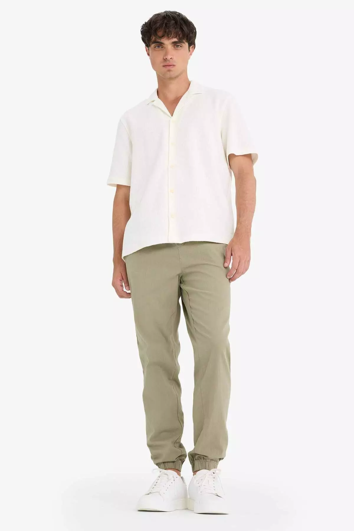 100% Cotton Cargo Jogger Pants Three Pockets E0834Ax25Sm