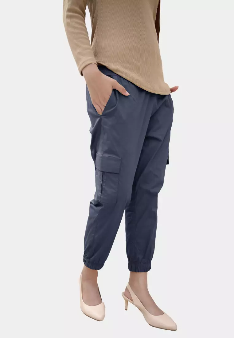 Cotton Bee - Clef Cargo Pants | Celana Jogger Cargo Wanita - Navy Blue - L