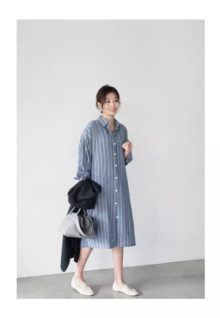 New casual striped slim fit oversized shirt CA25091917GY