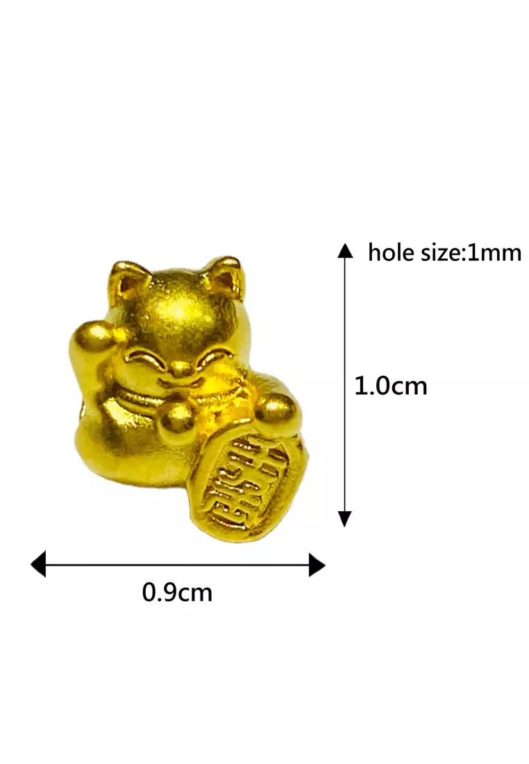 [SPECIAL] LITZ 999 (24K) Gold Lucky Cat With Bracelet 招财猫手链 EPC0157S-B-B (0.26g+/-)