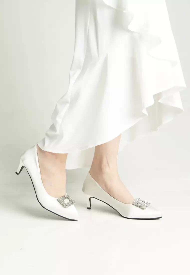 Joy Satin Rhinestone Heels