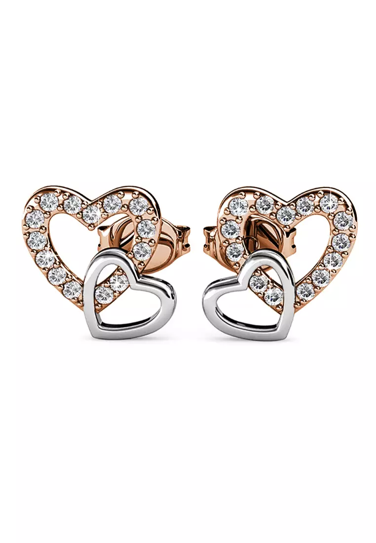 Swarovski rose clearance gold heart earrings