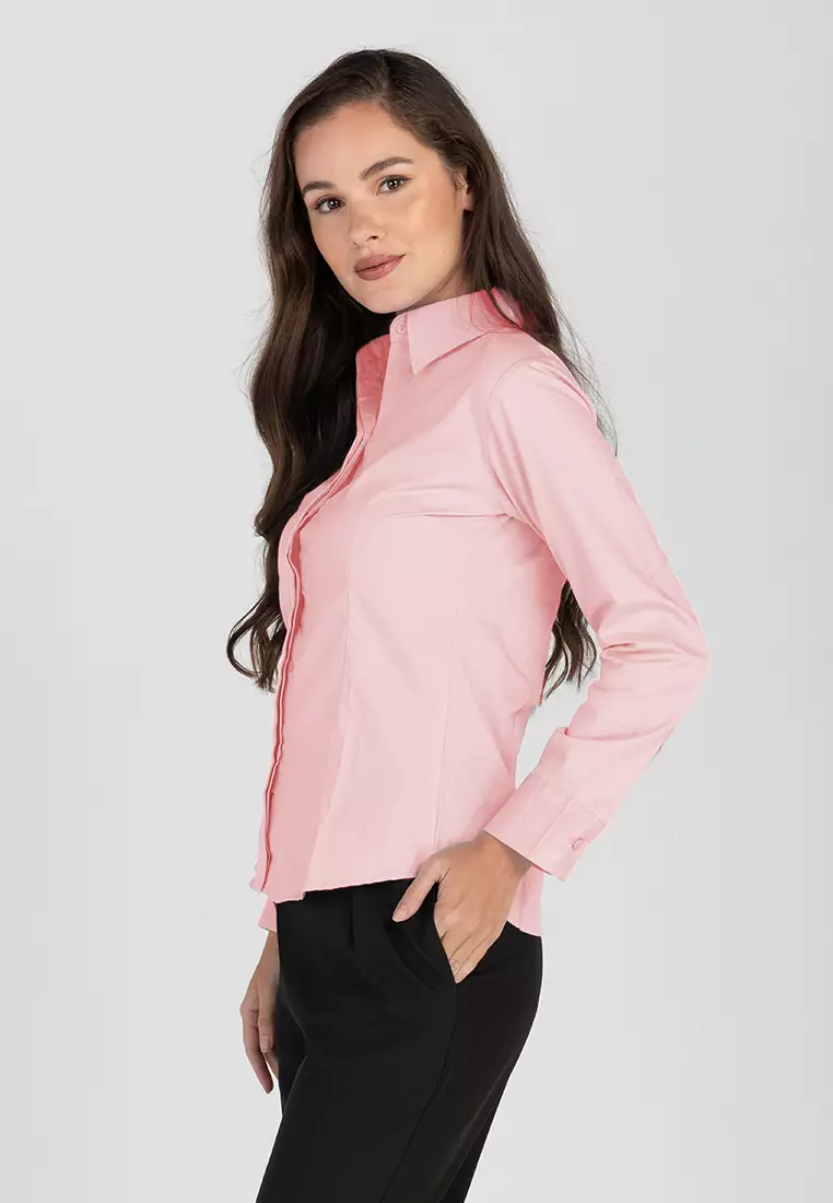 Della Long Sleeve Button Down Office Blouse