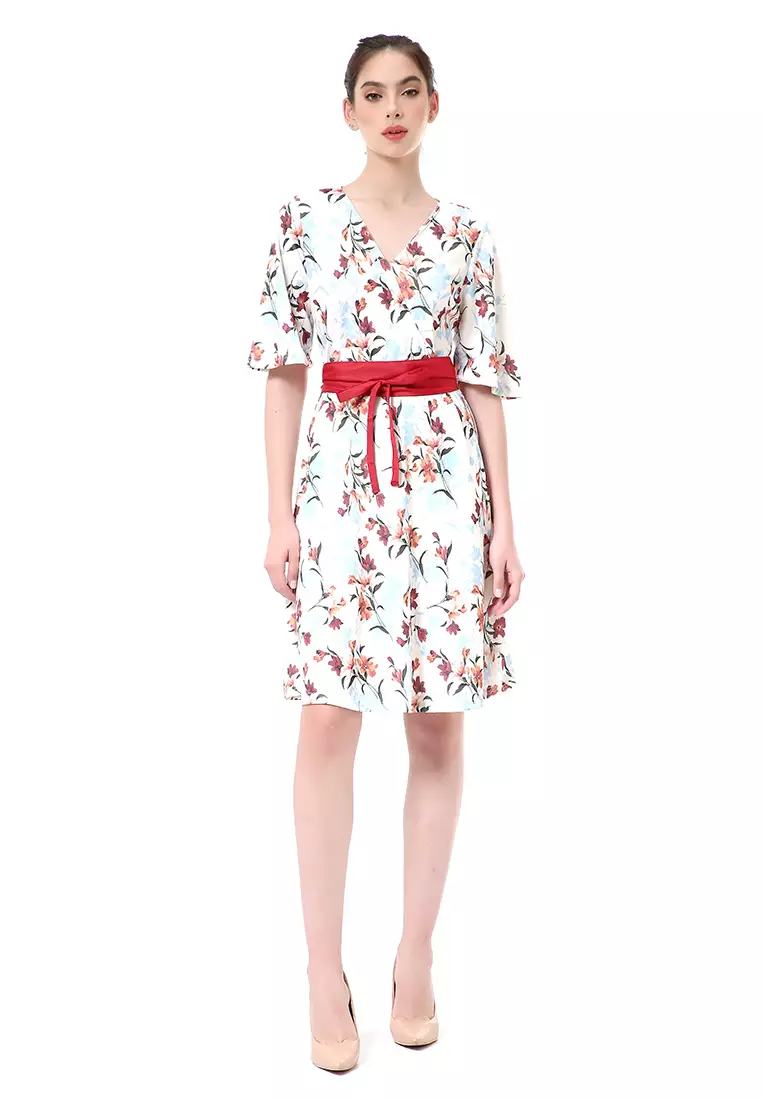 Rachel Dress Kasual Wanita Lengan Pendek Floral Motive Material Chiffon ORIGINAL - Multicolor