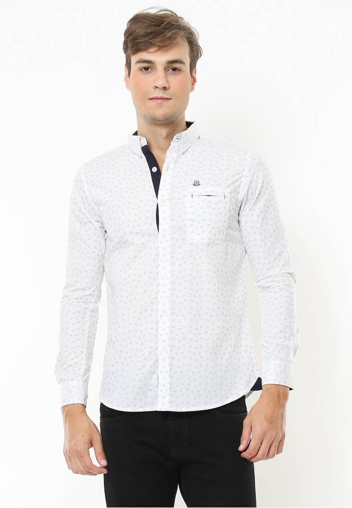Jual Johnwin Slim Fit - Kemeja Casual Active - Printing - Putih
