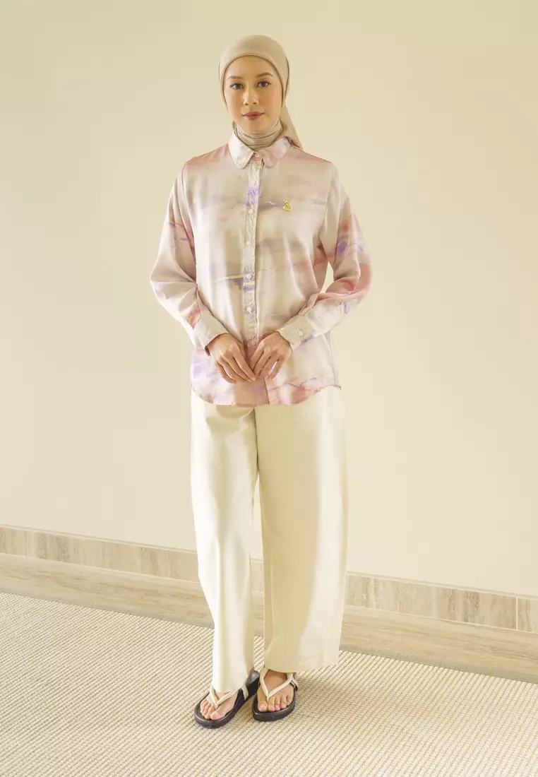 Jenna and Kaia - Athaya Top Pink - Kemeja Wanita Lengan Panjang