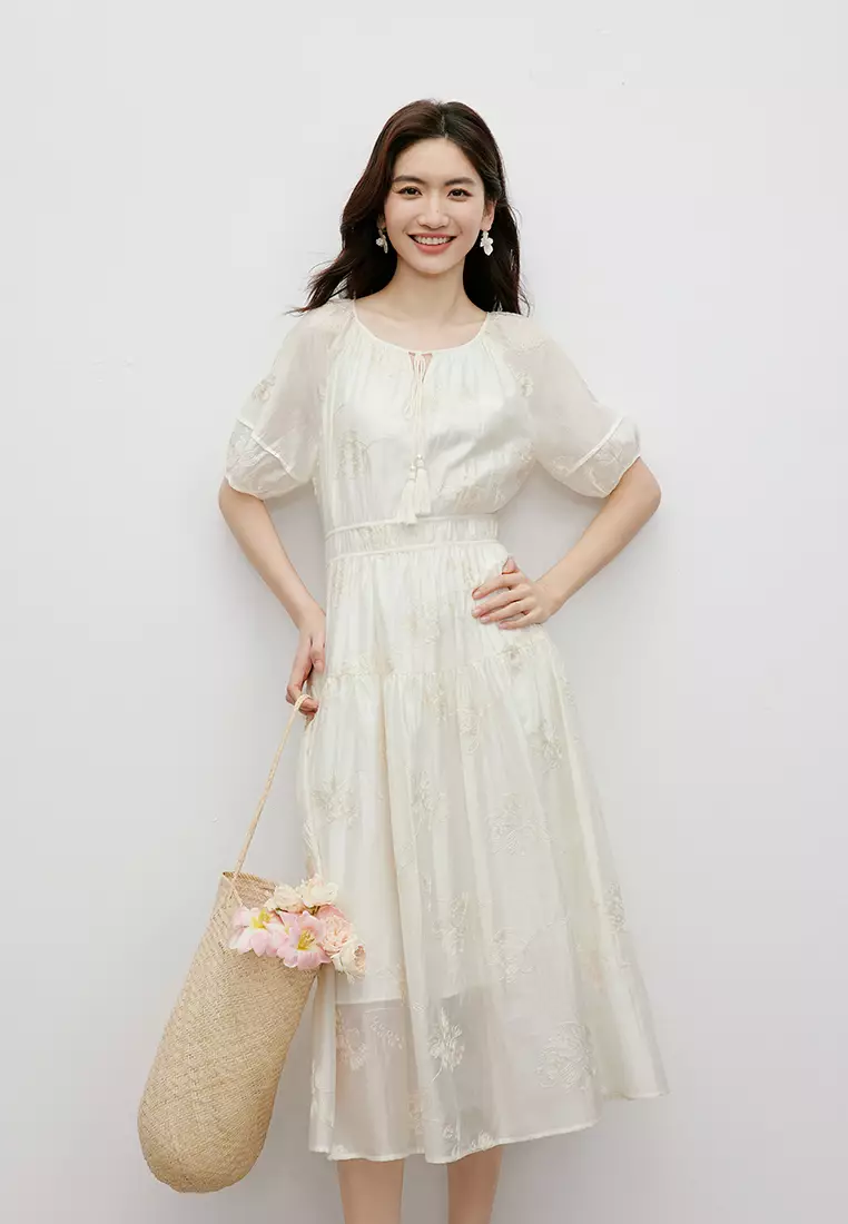 Embroidered Midi Dress