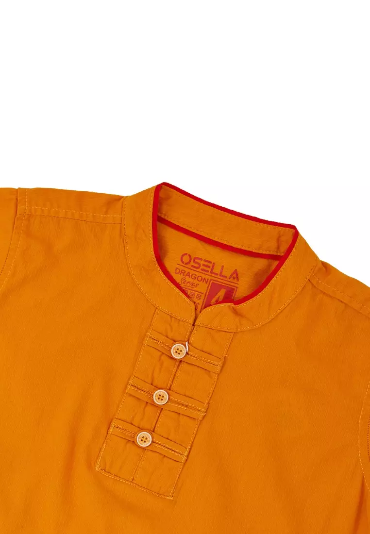 [NEW] Osella Lunar Cheongsam Short Sleeve Shirt in Mustard 2232300183 | Kemeja Lengan Pendek Anak Laki-Laki