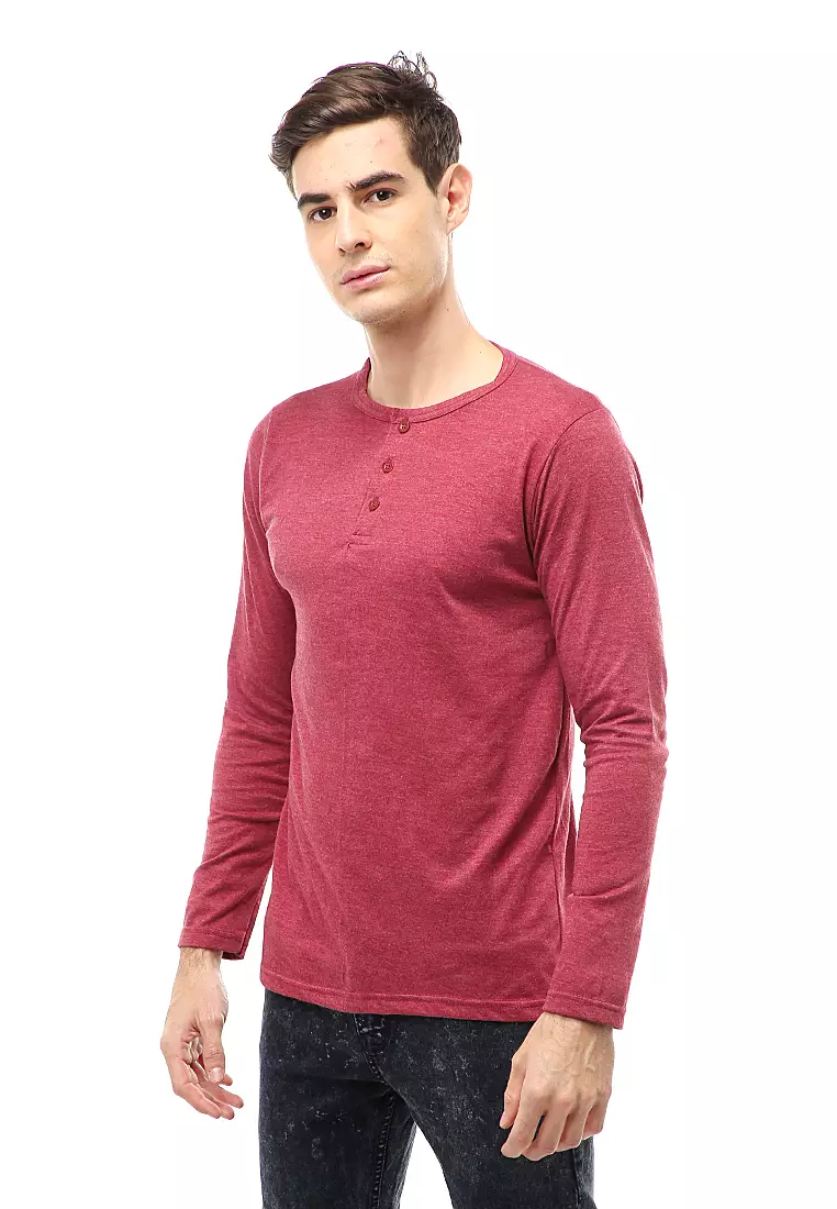 Jack T-Shirt Atasan Kasual Pria Model Kancing Plain Design Lengan Panjang Material Cotton ORIGINAL