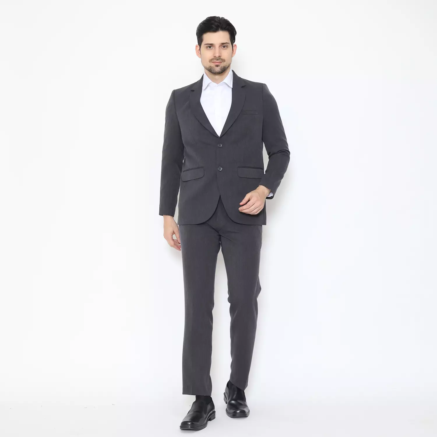 Lawell Jas Pria Formal Kerja, Nikah –  Modern Fit Kancing Dua Warna Grey | Word