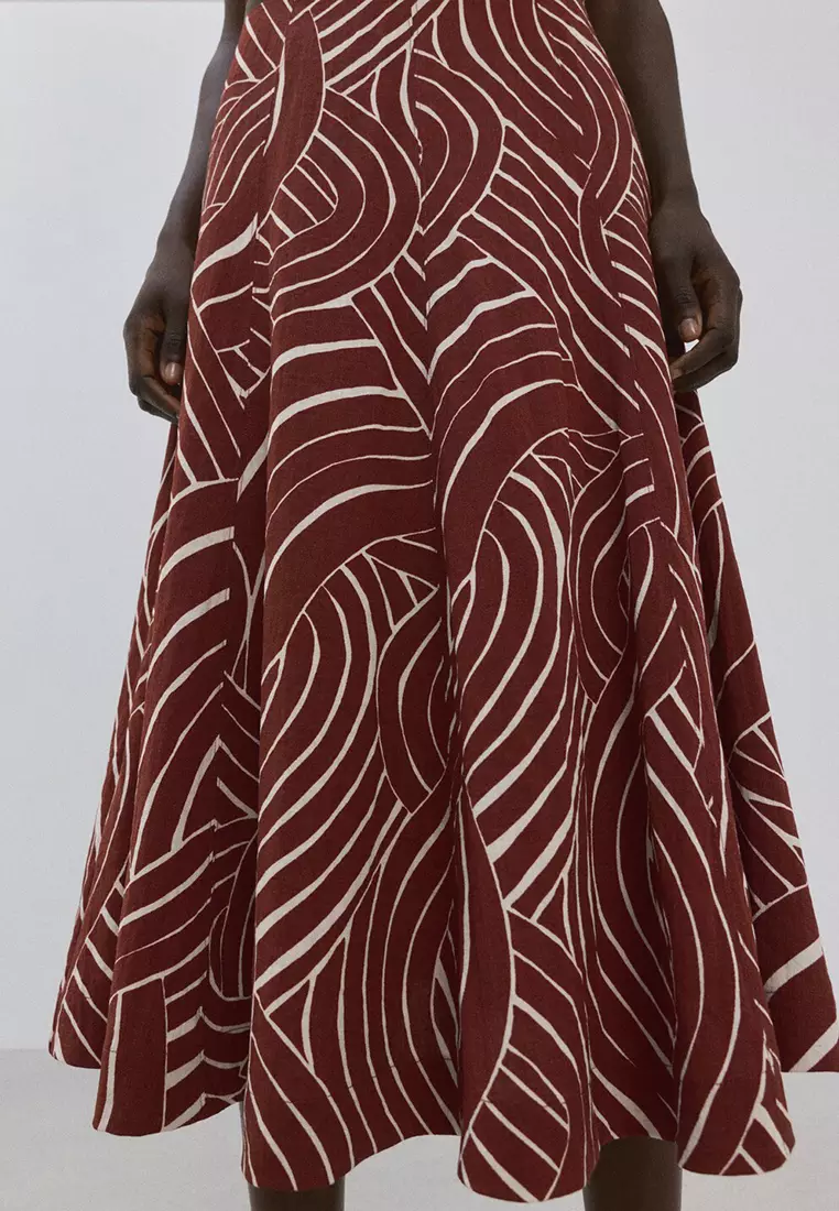 A-Line Skirt With Geometric Pattern