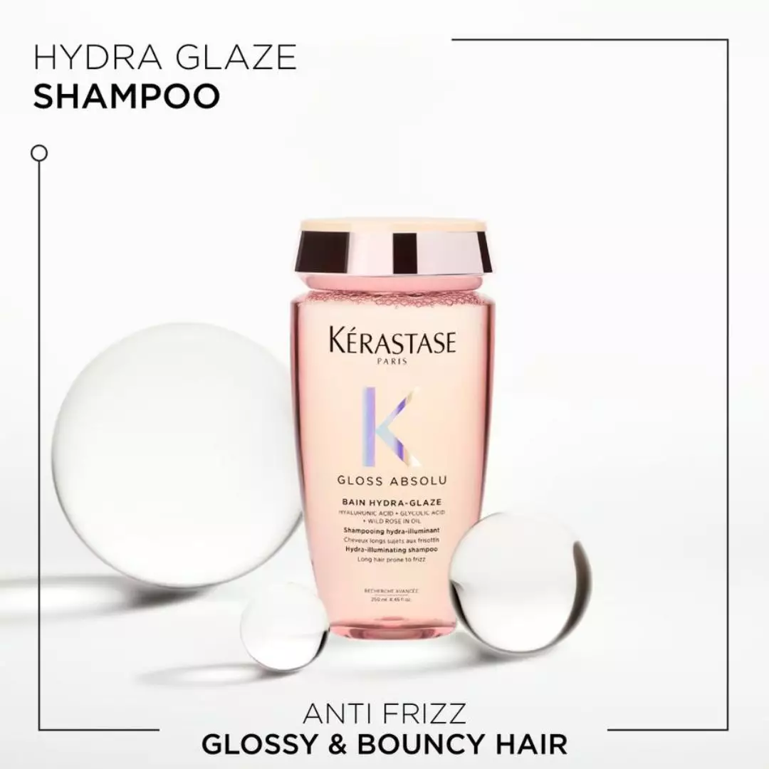 Kerastase Gloss Absolu Bain Hydra Glaze 250ml - Shampoo untuk Rambut Glossy dan Bouncy - Mengandung Hyaluronic Acid, Glycolic Acid dan Wild Rose Oil