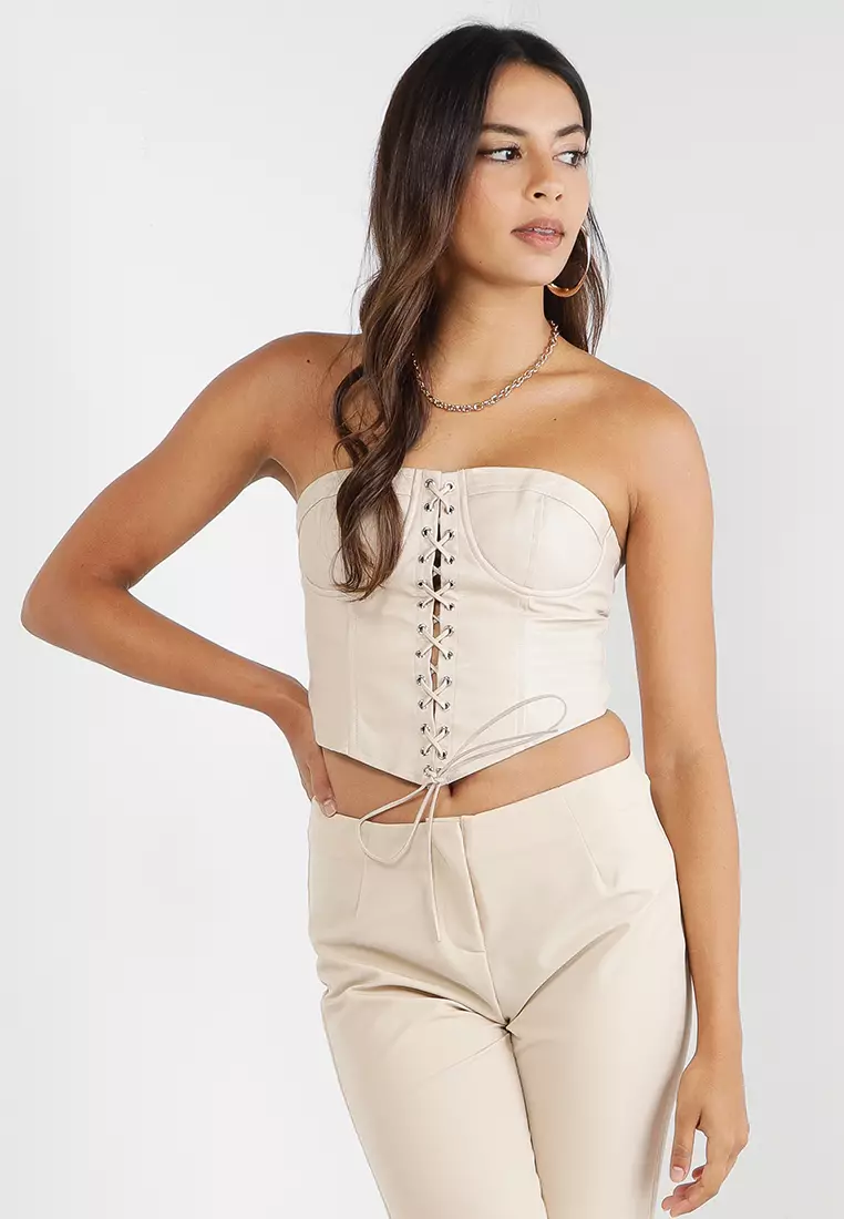 UO Harlow Tie-Back Corset Top