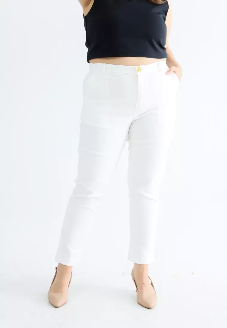 Plus Size Skinny Jeans Yves Broken White
