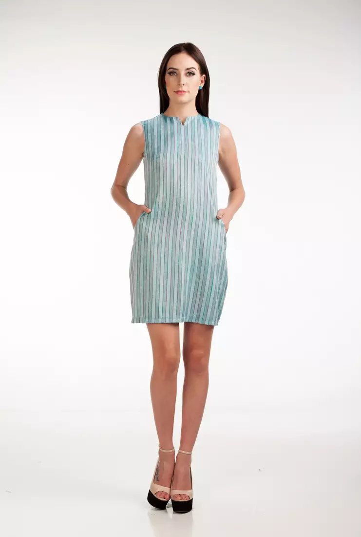 Sophistix Cerise Striped Dress In Blue
