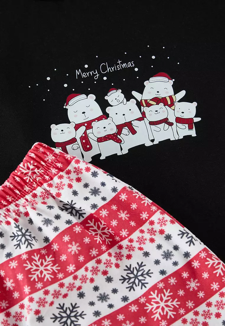 Multicolored Cotton Winter Themed Knitted Pajama Set THMAW25PT00220