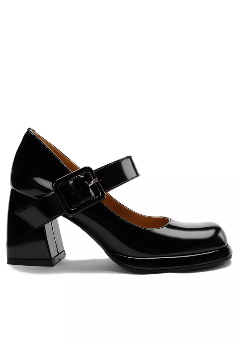 7CM Buckle Strap Patent Leather Mary Jane Shoes TE876-1