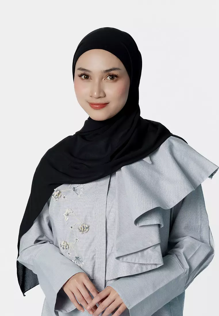 Jenna and Kaia - Ideline Pashmina 2.0 Raven - Pashmina Instan Premium