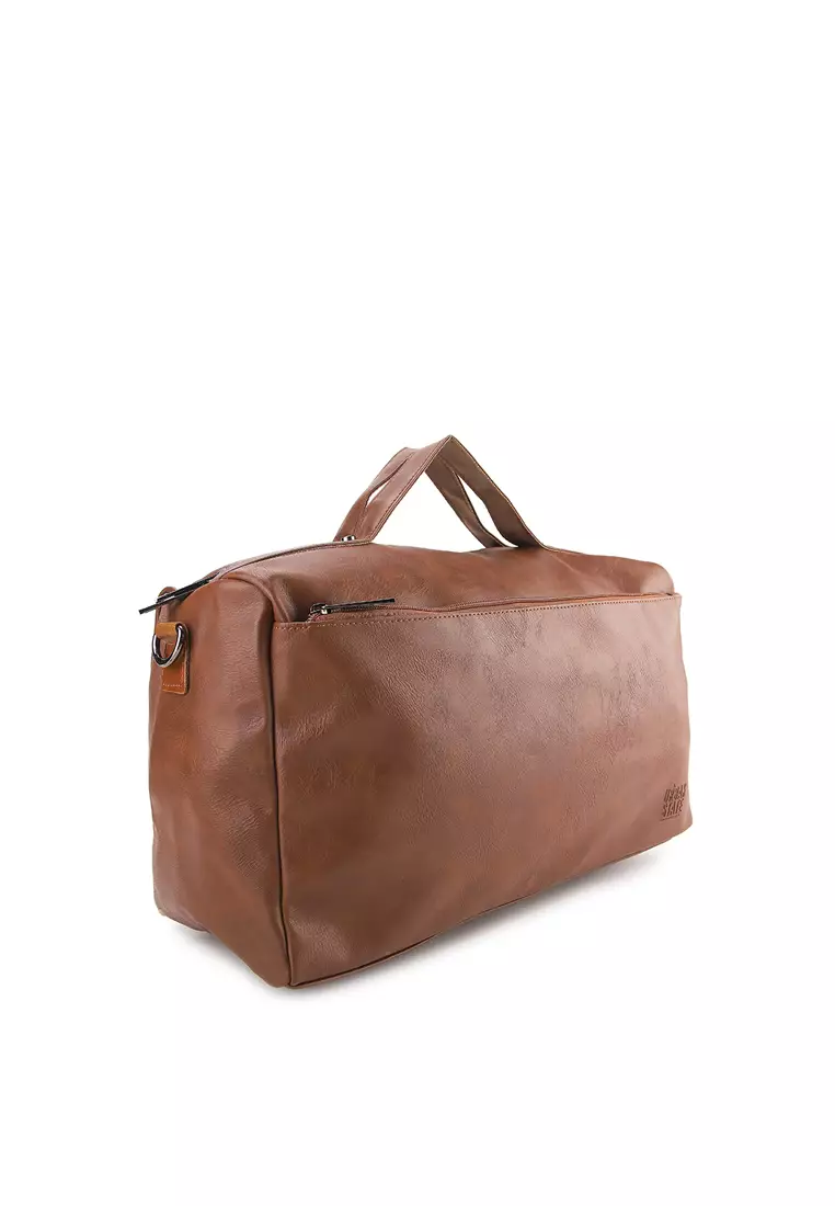 Distressed Leather Carry Duffel Bag