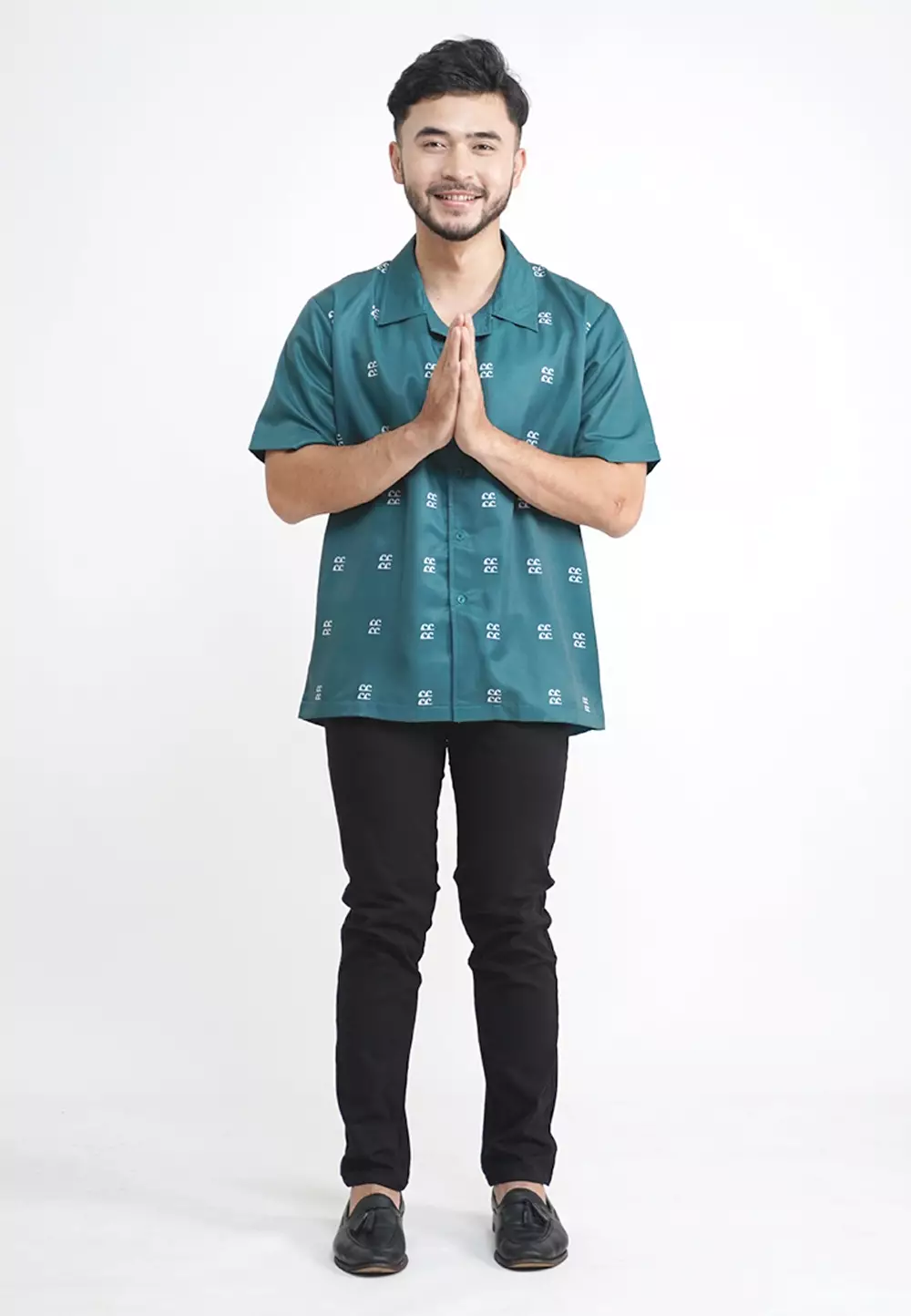 Tiento Kemeja Pakaian Pria Baju Kasual Atasan Lengan Pendek Motif Simpel Eunoia